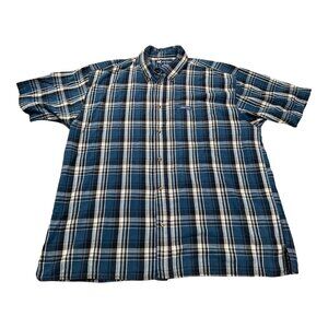 Vintage Big Dogs Shirt Men Large Blue Plaid Button Up Cotton Button Down Y2K